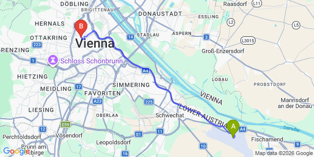 Map: Vienna Airport (VIE) to The Levante Rathaus Apartments