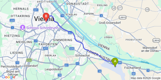Map: Vienna Airport (VIE) to The Ritz-Carlton, Vienna