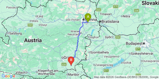 Map: Vienna Airport (VIE) to Trössing