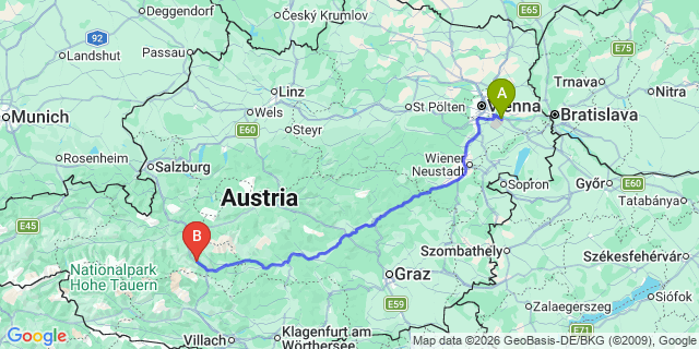 Map: Vienna Airport (VIE) to Zederhaus