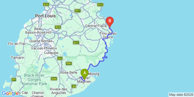 Map: Mauritius Airport (MRU) to C Mauritius, Mauritius
