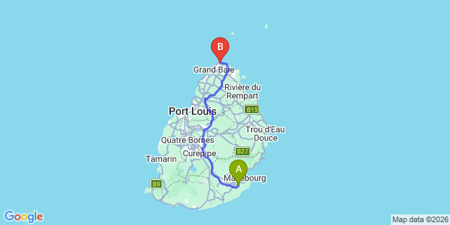 Map: Mauritius Airport (MRU) to Coin de Mire
