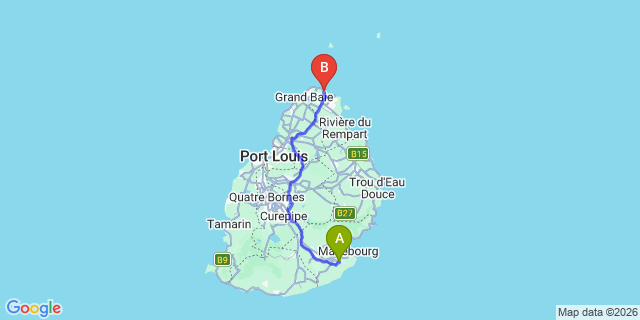 Map: Mauritius Airport (MRU) to Lagoon Attitude, Mauritius