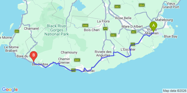 Map: Mauritius Airport (MRU) to St Martin