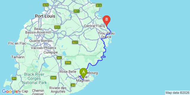 Map: Mauritius Airport (MRU) to Villa Orchidée, Mauritius