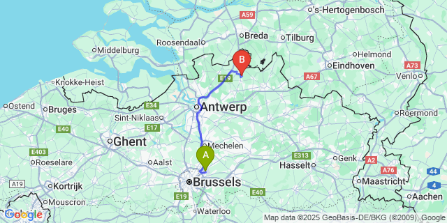 Map: Brussels Zaventem Airport (BRU) to Achtel
