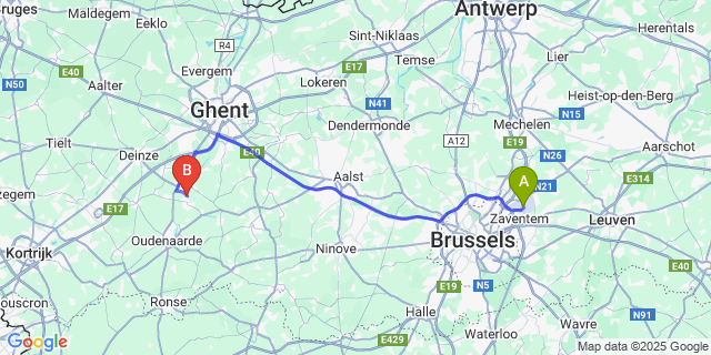 Map: Brussels Zaventem Airport (BRU) to Asper