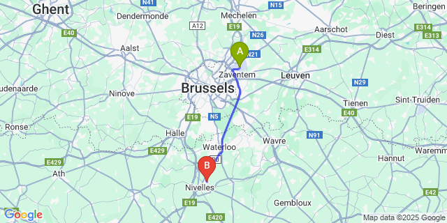 Map: Brussels Zaventem Airport (BRU) to Baulers