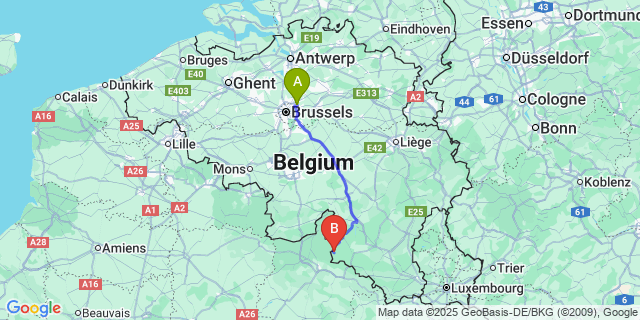 Map: Brussels Zaventem Airport (BRU) to Bohan