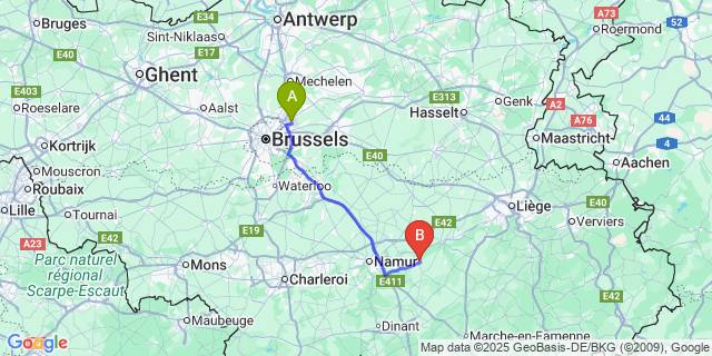 Map: Brussels Zaventem Airport (BRU) to Coutisse