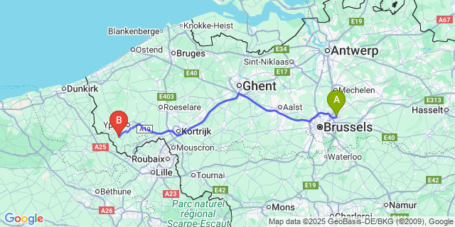 Map: Brussels Zaventem Airport (BRU) to De Klijte