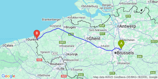 Map: Brussels Zaventem Airport (BRU) to De Moeren