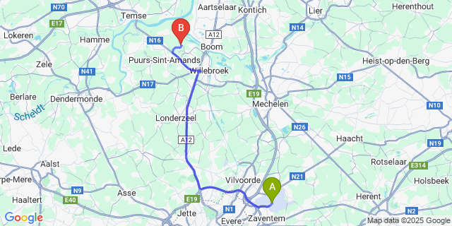 Map: Brussels Zaventem Airport (BRU) to Eikevliet