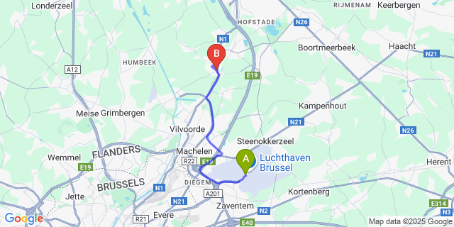 Map: Brussels Zaventem Airport (BRU) to Eppegem