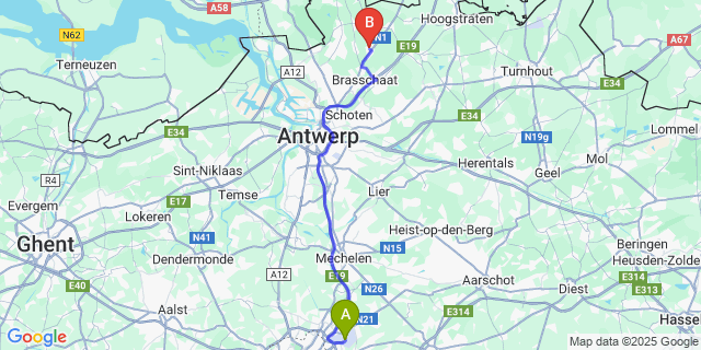Map: Brussels Zaventem Airport (BRU) to Gooreind