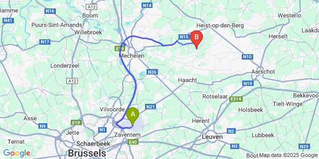 Map: Brussels Zaventem Airport (BRU) to Grasheide