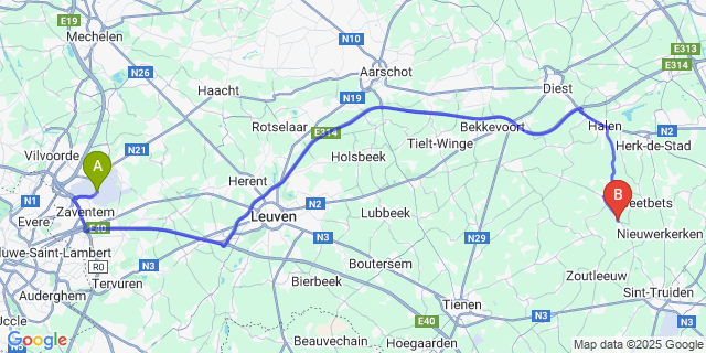 Map: Brussels Zaventem Airport (BRU) to Grazen
