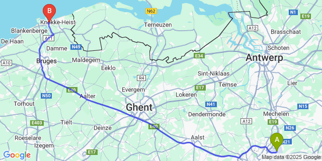 Map: Brussels Zaventem Airport (BRU) to Heist