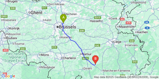 Map: Brussels Zaventem Airport (BRU) to Mohiville