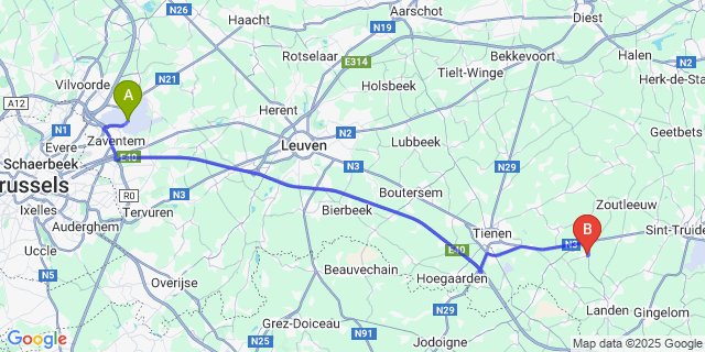 Map: Brussels Zaventem Airport (BRU) to Neerhespen