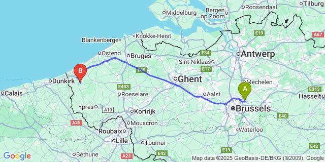 Map: Brussels Zaventem Airport (BRU) to Oeren