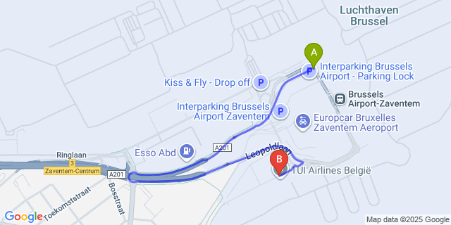 Map: Brussels Zaventem Airport (BRU) to Tuilt