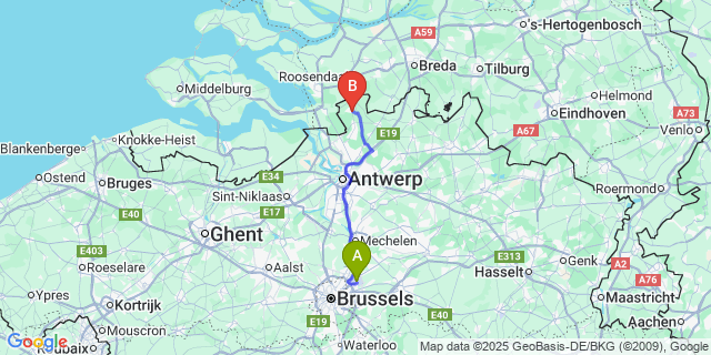 Map: Brussels Zaventem Airport (BRU) to Wildert