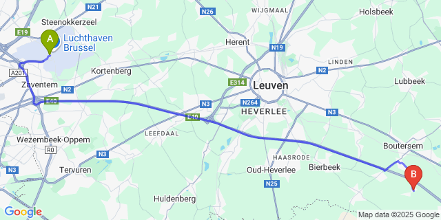 Map: Brussels Zaventem Airport (BRU) to Willebringen