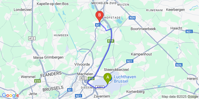 Map: Brussels Zaventem Airport (BRU) to Zemst