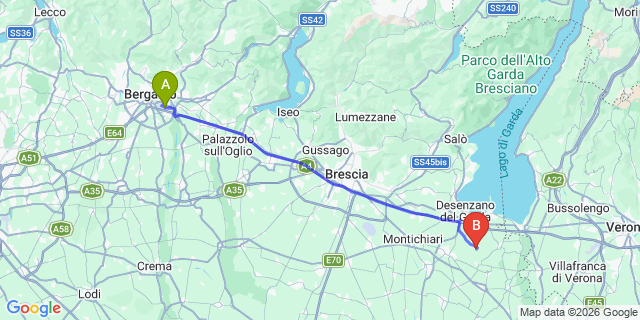Map: Milan Bergamo Airport (BGY) to Camping Fornella