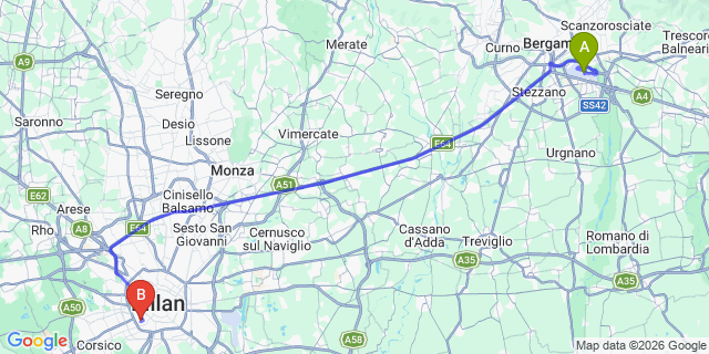 Map: Milan Bergamo Airport (BGY) to Cormano