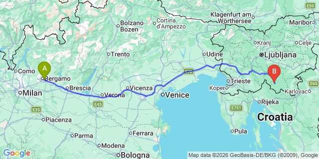 Map: Milan Bergamo Airport (BGY) to Pura