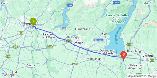 Map: Milan Bergamo Airport (BGY) to Salionze