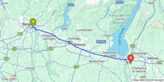 Map: Milan Bergamo Airport (BGY) to Tremosine