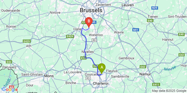 Map: Charleroi Airport Brussels South (CRL) to Alsemberg