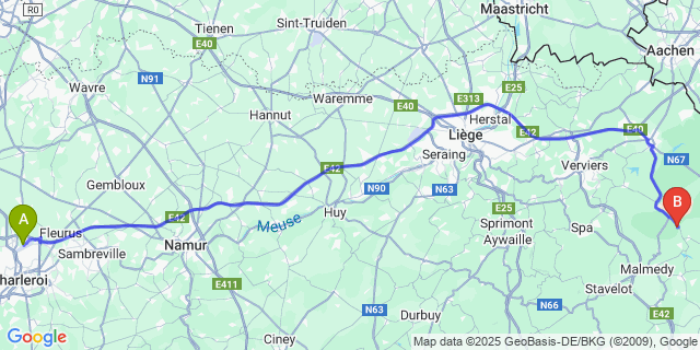 Map: Charleroi Airport Brussels South (CRL) to Austruweel