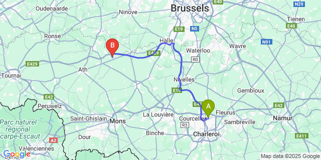 Map: Charleroi Airport Brussels South (CRL) to Bassilly