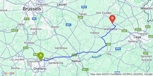 Map: Charleroi Airport Brussels South (CRL) to Batsheers