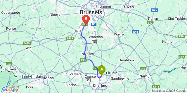 Map: Charleroi Airport Brussels South (CRL) to Beersel