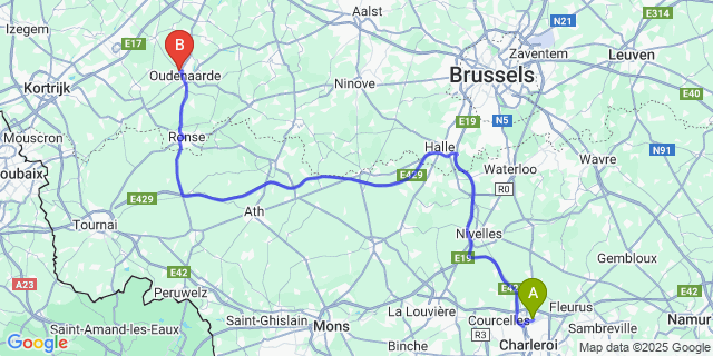 Map: Charleroi Airport Brussels South (CRL) to Bevere