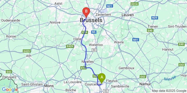 Map: Charleroi Airport Brussels South (CRL) to Bruxelles (Molenbeek-Saint-Jean)