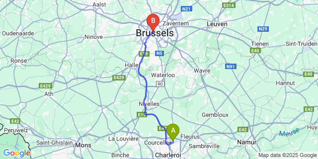 Map: Charleroi Airport Brussels South (CRL) to Craves, Brussels