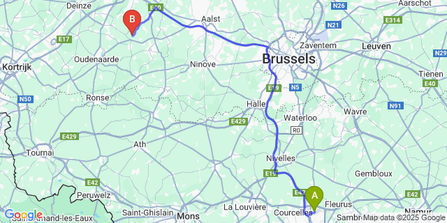 Map: Charleroi Airport Brussels South (CRL) to Dikkele