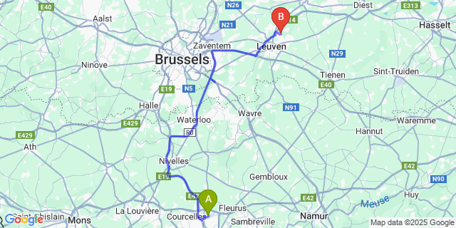 Map: Charleroi Airport Brussels South (CRL) to Driekapellen