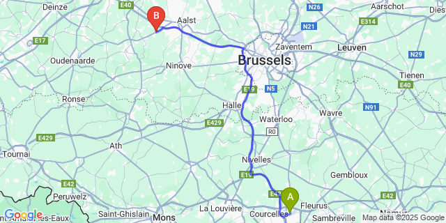Map: Charleroi Airport Brussels South (CRL) to Egem