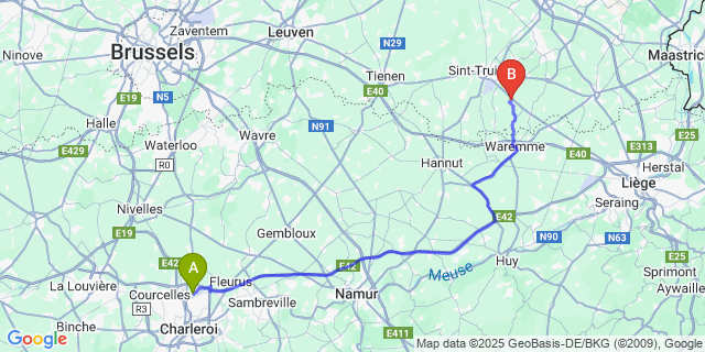 Map: Charleroi Airport Brussels South (CRL) to Engelmanshoven