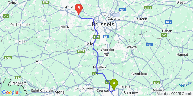 Map: Charleroi Airport Brussels South (CRL) to Essene