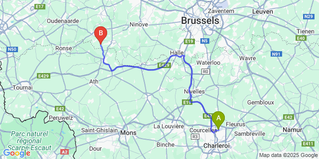 Map: Charleroi Airport Brussels South (CRL) to Everbeek