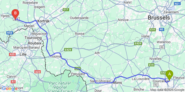 Map: Charleroi Airport Brussels South (CRL) to Geluveld