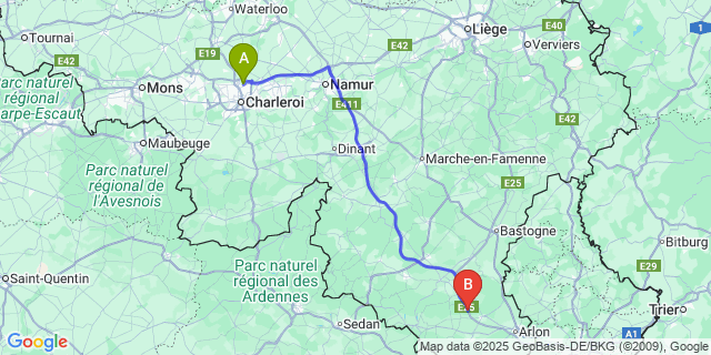Map: Charleroi Airport Brussels South (CRL) to Marbehan
